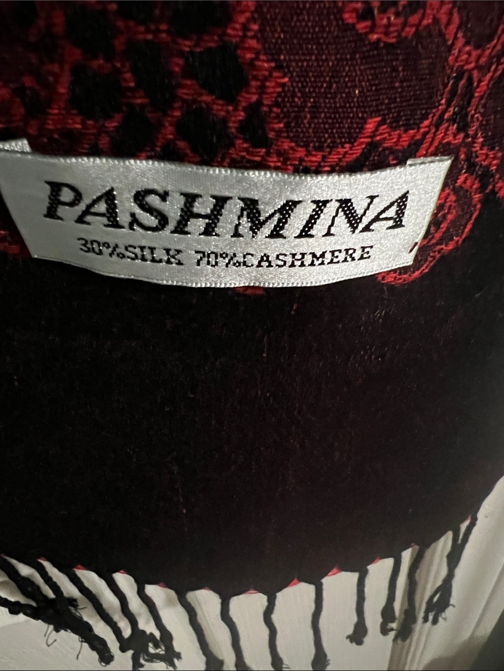 Luxury Red & Black Pashmina Scarf | Silk Cashmere Blend